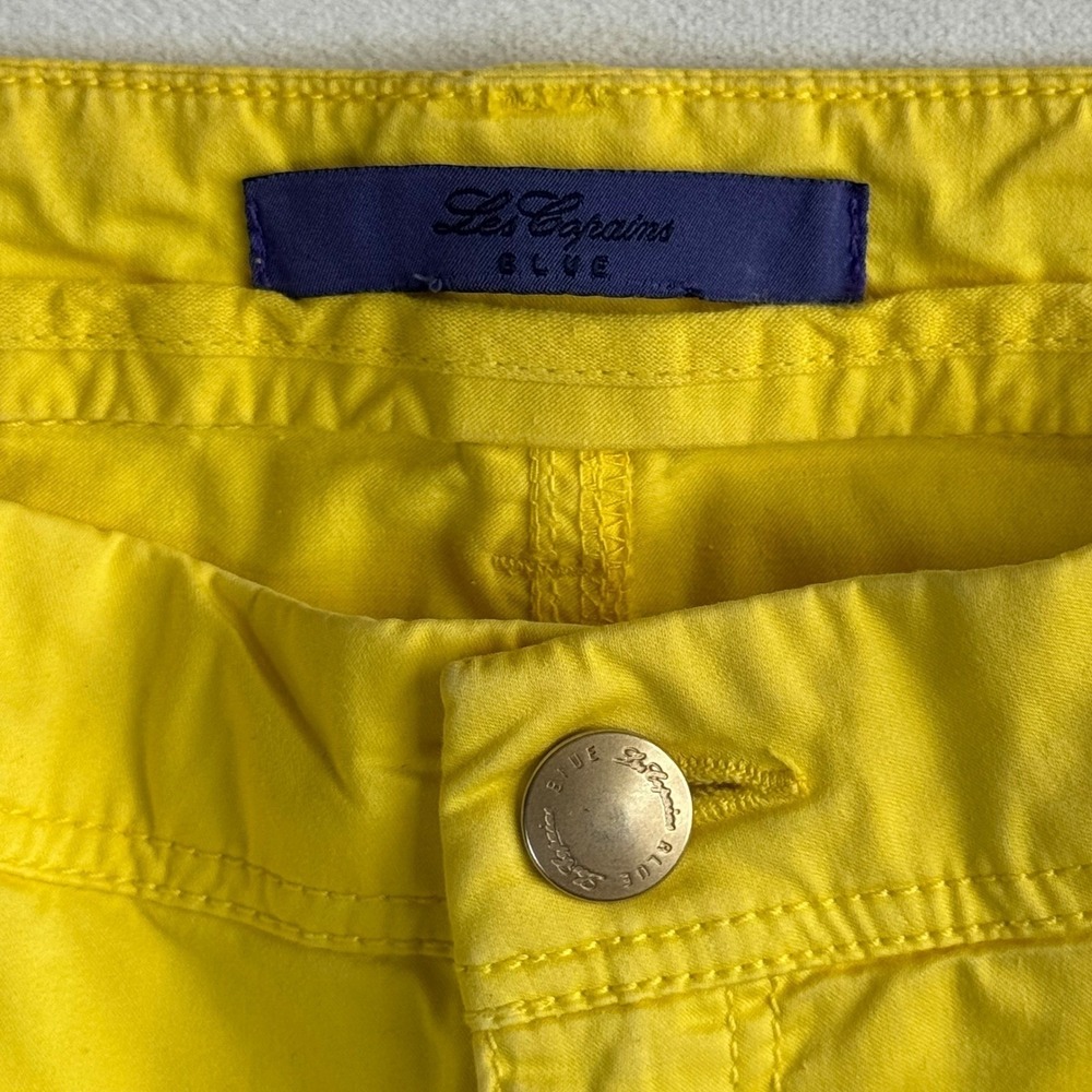 Les Copains Blue Womens Yellow Cotton Straight Leg Pants Italian summer - Picture 2 of 16